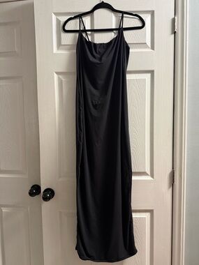 SKIMS | Dresses | Skims Woven Shine Lace Long Dress In Black | Poshmark